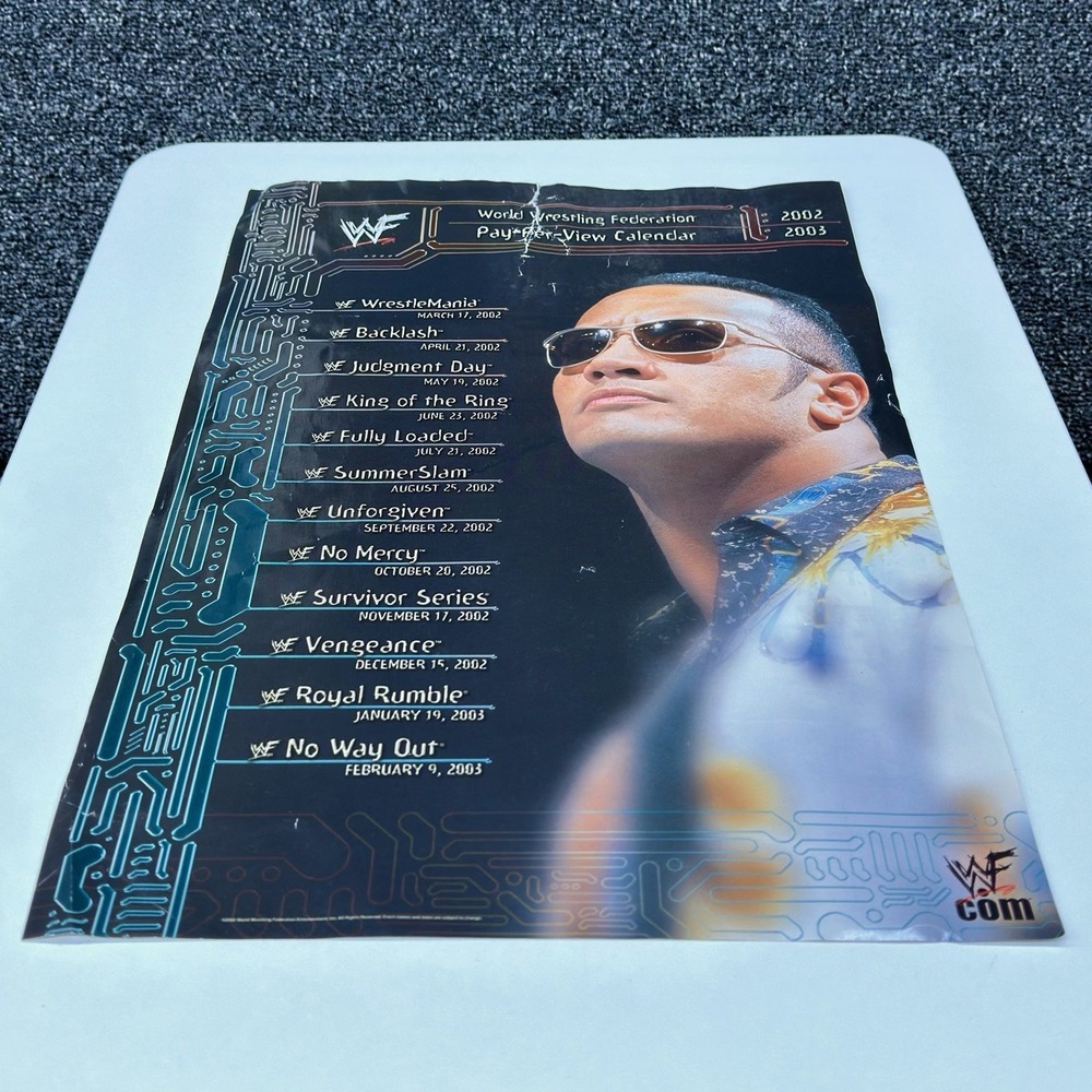 WWF 2002 PPV Calendar Poster The Rock WrestleMania X8 nWo Fanatic Series Inserts